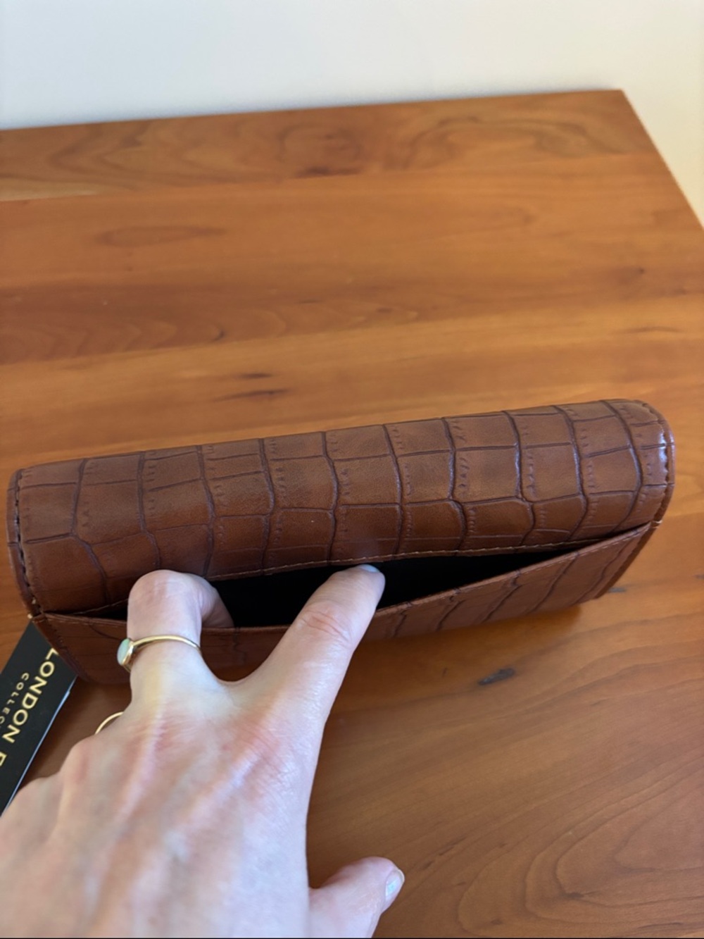 London Fog Brown Croc-Embossed Continental Wallet - Picture 5 of 8